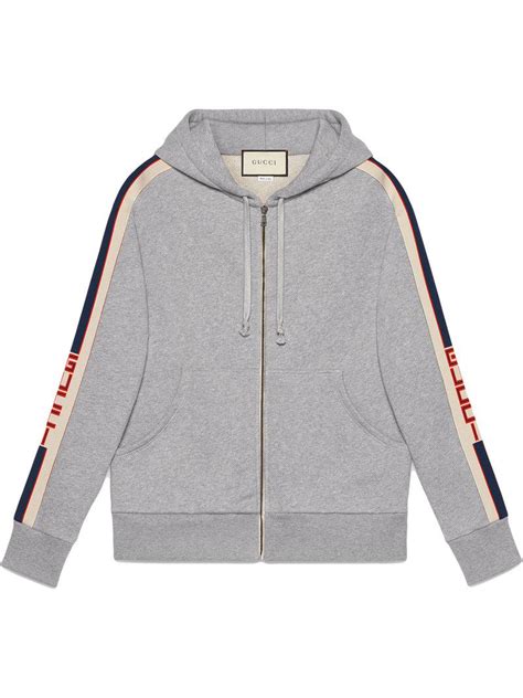 hooded zip-up sweatshirt with gucci stripe replica|gucci hoodie for men.